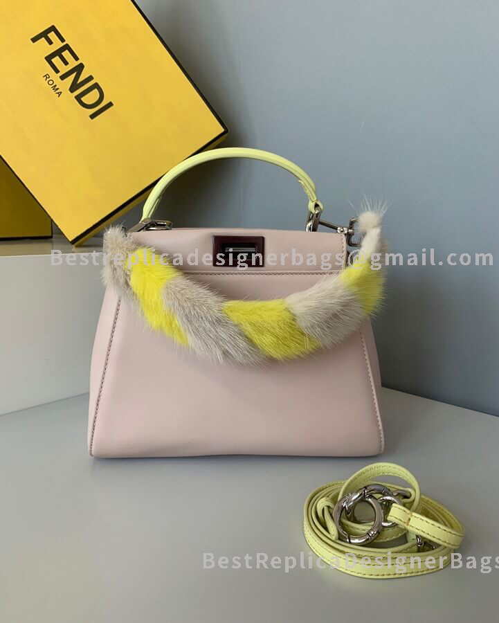 Fendi Peekaboo Iconic Mini Sheepskin Light Pink Bag 2590